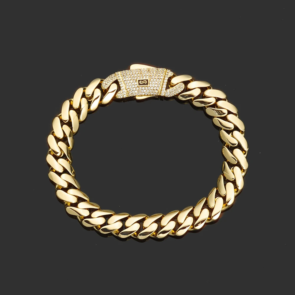6/8/10/12/15/20mm Monaco Cuban Chain Necklace Hip Hop 14k Gold Plating Cuban Chain Bracelet Hip Hop Jewelry