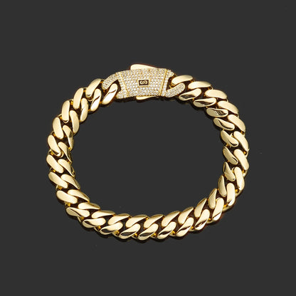 6/8/10/12/15/20mm Monaco Cuban Chain Necklace Hip Hop 14k Gold Plating Cuban Chain Bracelet Hip Hop Jewelry