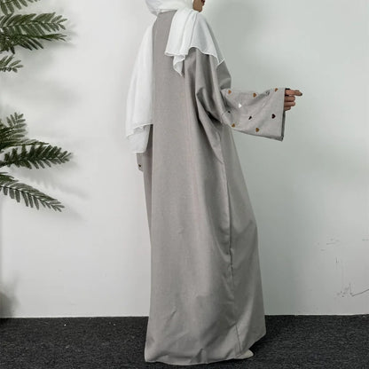 Open Front Abaya Long Sleeve Maxi Length Dress Womens Clothing Muslim Cardigan Abayas Embroidery Out Kaftans Women Jilbabs.
