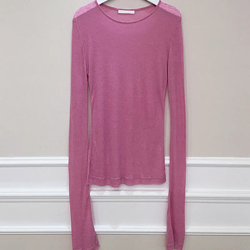 Sexy Shirt Women T-Shirt Long Sleeve Korean Style Slim Basic Elasticity Tshirt Top Womens Clothing T Shirt Femme