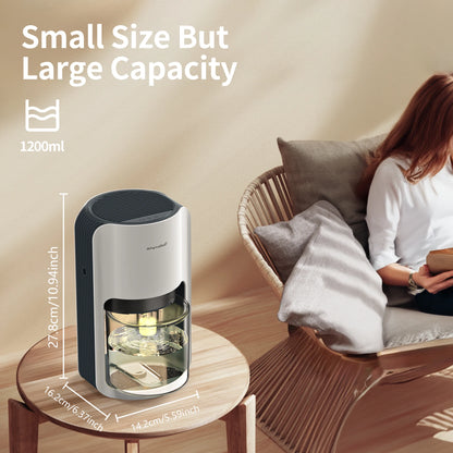 1200ml 42oz Dehumidifier for Bedroom with Automatic Defrosting Colorful Lights, 480 Sq ft  Bedroom Wardrobe Closet Trailer RV.