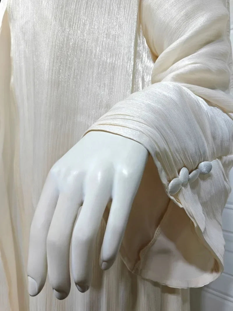 2025 Ramadan Satin muslimischen bescheidenen Kleid arabische Frauen öffnen Abaya Dubai islamische Langarm Cardigan Kleidung Truthahn schlichte Robe