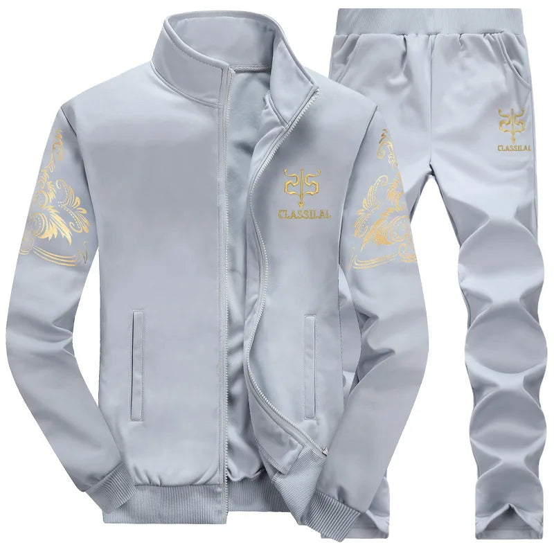 FGKKS 2023 Fashion Sports Men Sets Printed Hoodies Sweatshirt+Sweatpants Suit Mens 2 Pieces Sets Slim Tracksuit Male.