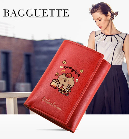 New Mini Short Tri-Fold Ladies Wallet Adorable Compact Feminine Wallet for Women.