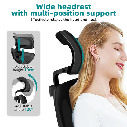 aiibottech Ergonomischer Bürostuhl, Netz-Schreibtischstuhl, verstellbare Lordosenstütze, drehbare neigbare Räder für Home-Office-Gaming