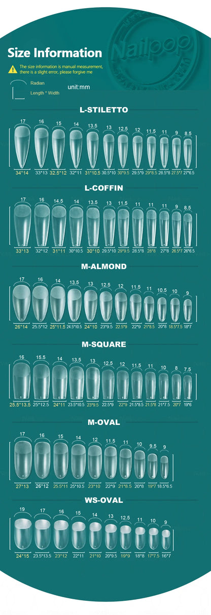 NAILPOP 120pcs Fake Nails Full Cover Press on Nails Coffin Soft Gel American Pose Capsule False Nail Tips for Extension System.