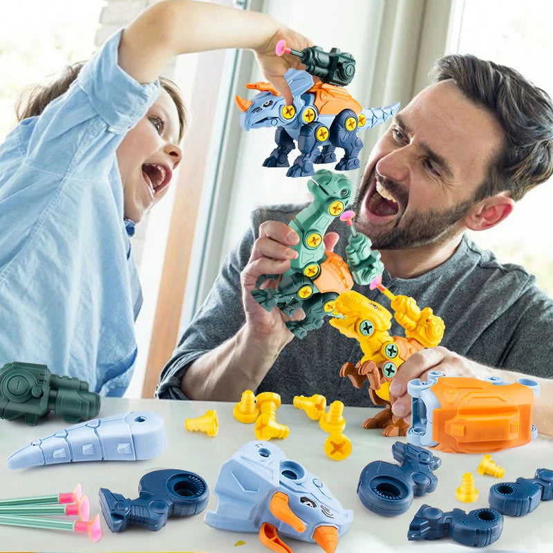 3 in1 DIY Screwing Dinosaurs Baby Toys For 3 Years Old Assembly Nuts Model Sets Safe Blocks Early Educational  Toddler for Kids.