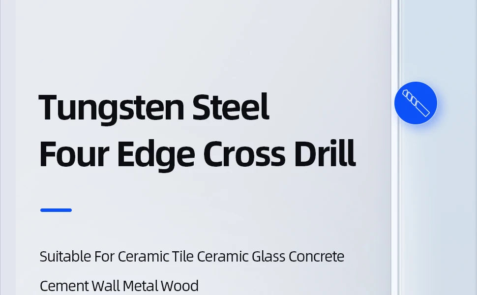 Kreuz-Sechskant-Fliesenbohrer für Glas, Beton, Keramikfliesen, Lochöffner, Tunstenkarbid, Hartmetall-Bits-Set, Werkzeuge, 3, 4, 5, 6, 8, 10, 12 mm