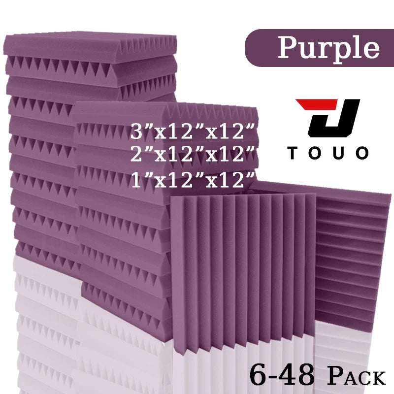 TOUO Panel Soundproofing 6-48 Pack Studio Acoustic Foam Sound Absorbing Foam Panel House Isolation Wall Acoustic Foam Sponge Pad