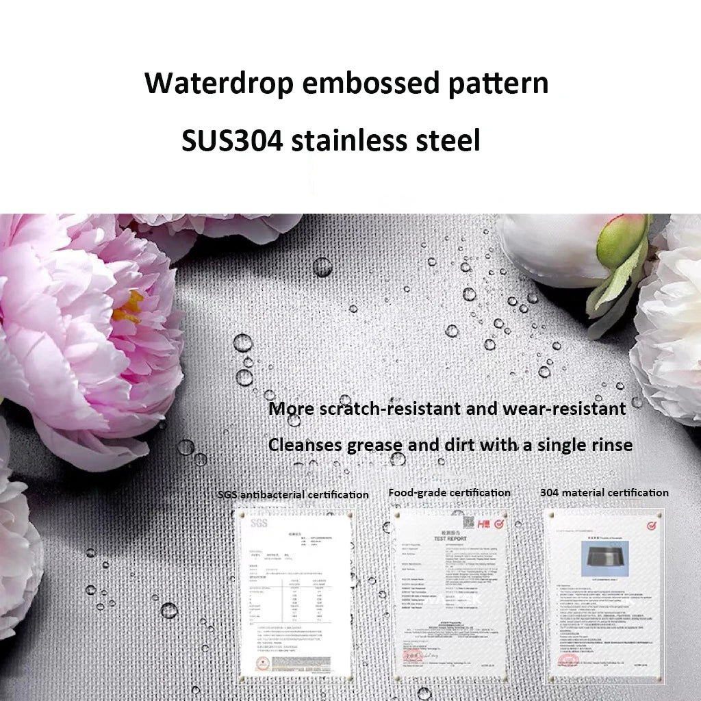 Japanese 3D Flat Large Single Slot Little millet grain Nano 304 Stainless Steel Kitchen Sink Wash Basin Dish Basin for Household