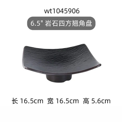Hotpot Restaurant Melamine Tableware Black Frosted Dinner Plate Japanese Sushi Plates Not Easily Broken Snack Fruit Dishes