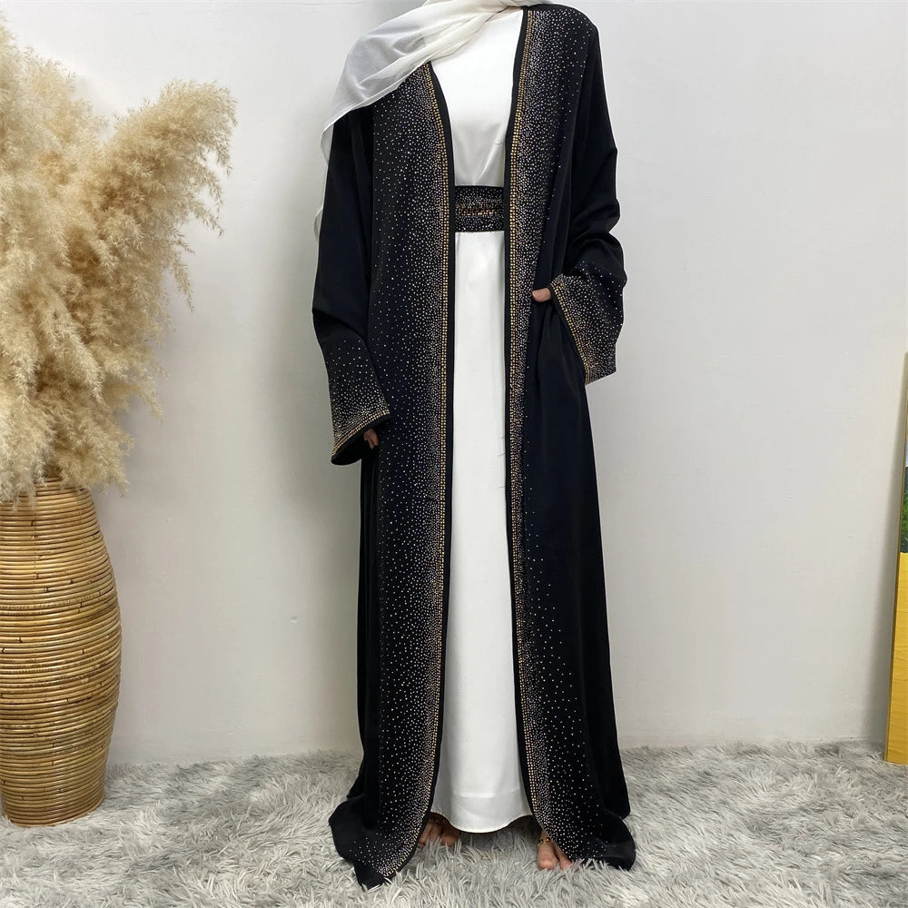 Ramadan Eid Dubai Open Black Muslim Kimono Abaya Damen Turkey Islam Abayas For Women Dress Kebaya Robe Femme Musulmane Kaftan.