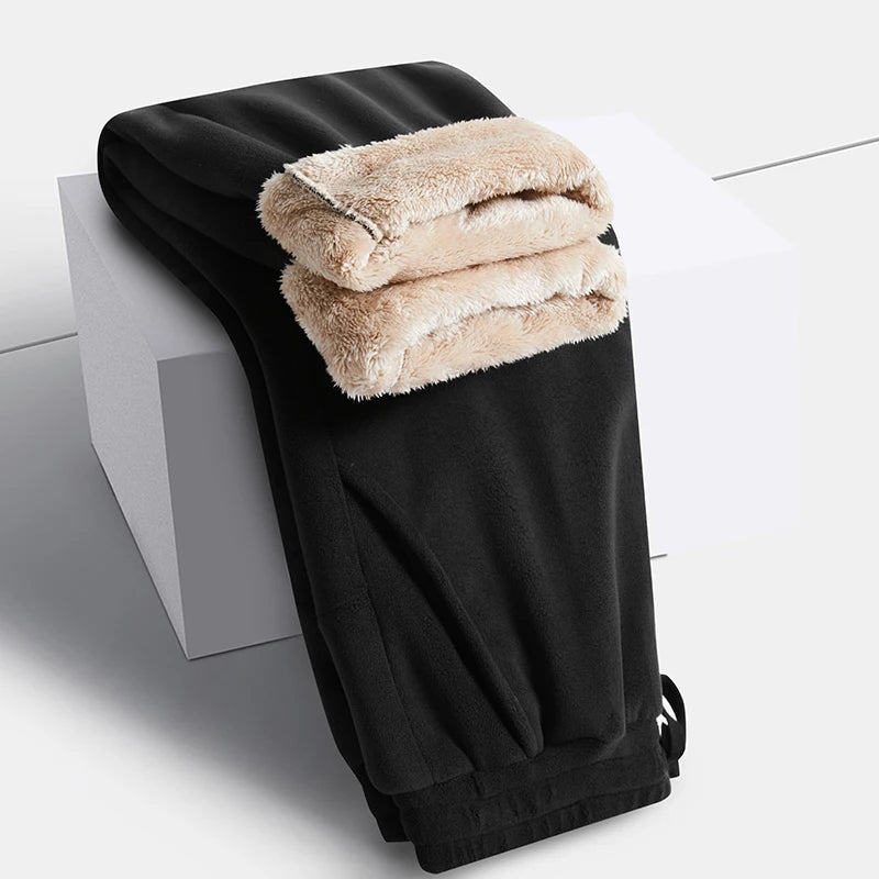 YJKVUR Unisex 2025 Winter New Oversize Pants Men Women Warm Fleece Liner Drawstring Trousers Casual Comfortable Gym Sweatpants.