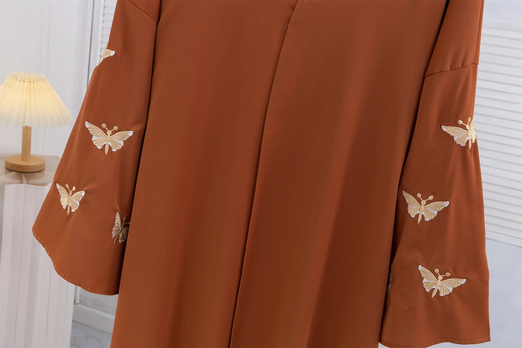 Butterfly Embroidery Open Front Abaya Women Long Sleeve Maxi Length Dress Muslim Abayas Kaftans Women Jilbabs Women's Clothing.