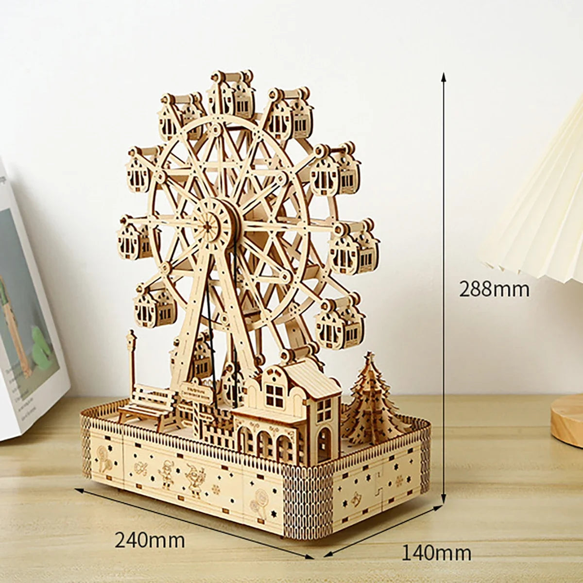 Ferris Wheel Hands Craft DIY 3D Wooden Puzzle Instrument Assembly Building Model Kit Brain Teaser Puzzles Toy.