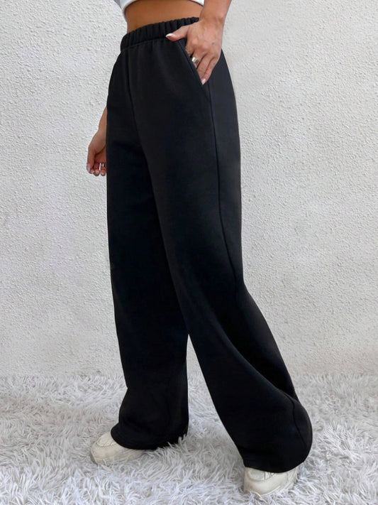 Herbst und Winter Damen warme Hosen Fleece gefüttert hohe Taille lässigen Stil tägliche Kleidung mit Taschen Jogging Jogging hose