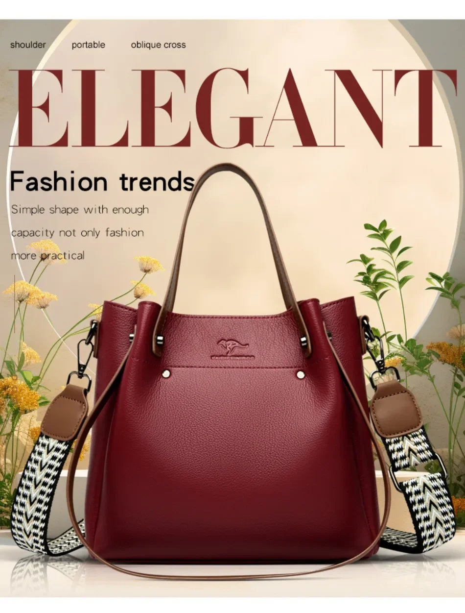 Genuine High Quality Leather Shoulder Crossbody Bags for Women Luxury Handbags Women Bag Large Capacity Soft Tote Messenger Bag.