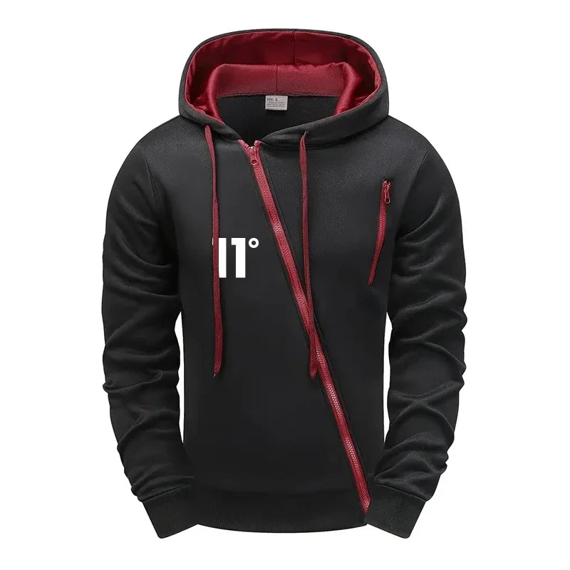 Fashion Autumn Winter Hoodie Comfort Single Sweatshirt Top Pants Men Versatile Diagonal Zipper Jacket Casual Jogging Sport Daily.