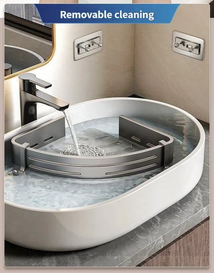 Kein Bohren Aluminium Badezimmer Regal Regale Shampoo Make-up Lagerung Halter Küche Organizer Wand Badezimmer Zubehör