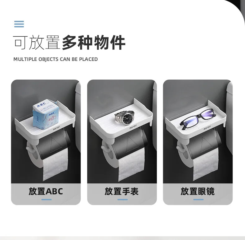 Wand Halterung Toilettenpapier Halter Top Kleinigkeiten Lagerung Kunststoff Wasserdichte Rollen Papier Lagerung Rack Badezimmer Tissue Organizer Regale