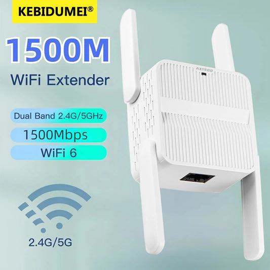 5Ghz AX1500 WiFi 6 Repeater 1500Mbps Extender Signal Booster Dual Band 2.4G/5GHz Wi-Fi Signal Amplifier Long Range Network Easy.