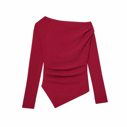 Asymmetric Short Top Woman Long SleevesTops Women Elastic Corset Top Female Streetwear Casual T-shirts Tops.