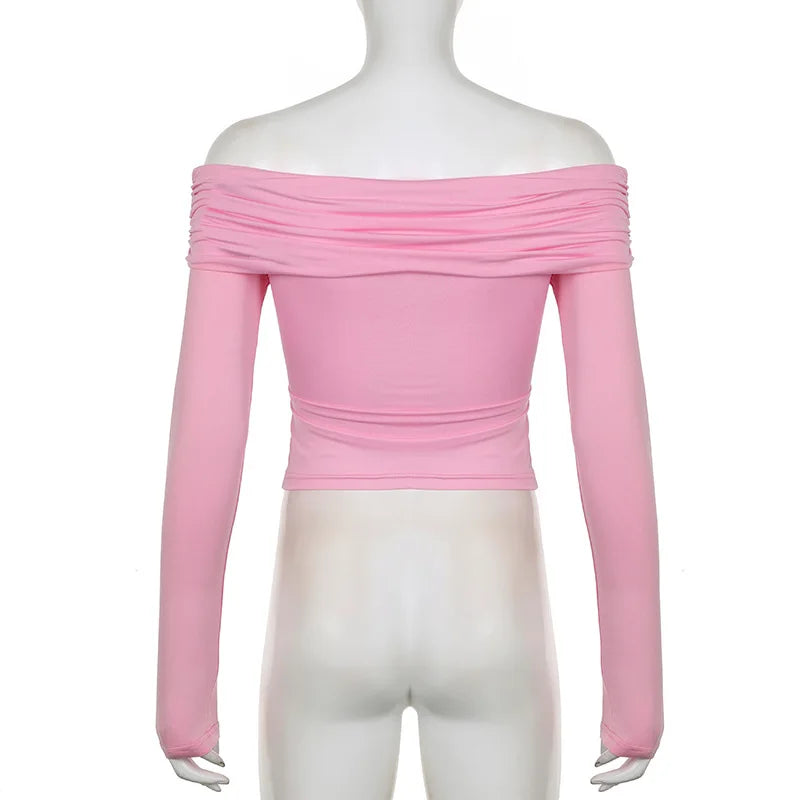 Fashion Solid Sexy Bodysuits Women Elegant Streetwear Long Sleeve Casual Slim Sheath Rompers Cross Folds T Shirts Tops.