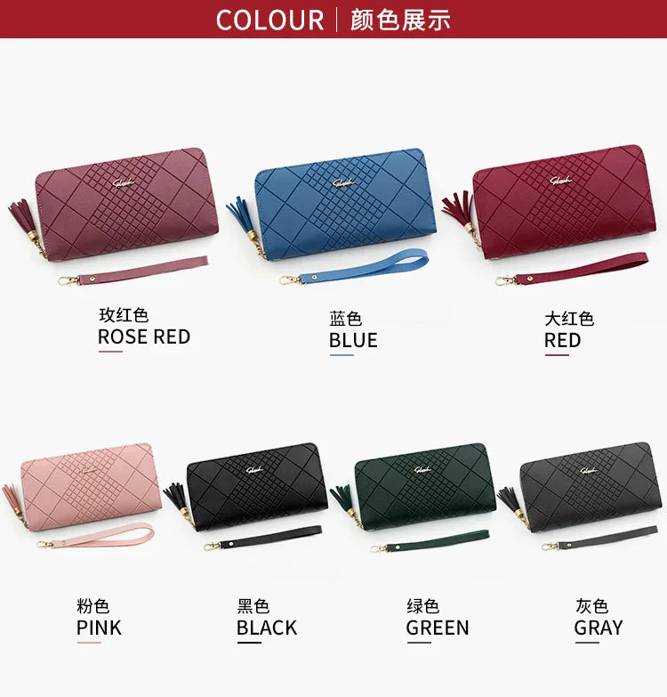 Zipper Money Coin Purse Women Card Holder Long PU Leather Clutch Wallet Large Capacity Lady Wristlet Phone HandBags Money Pocket.