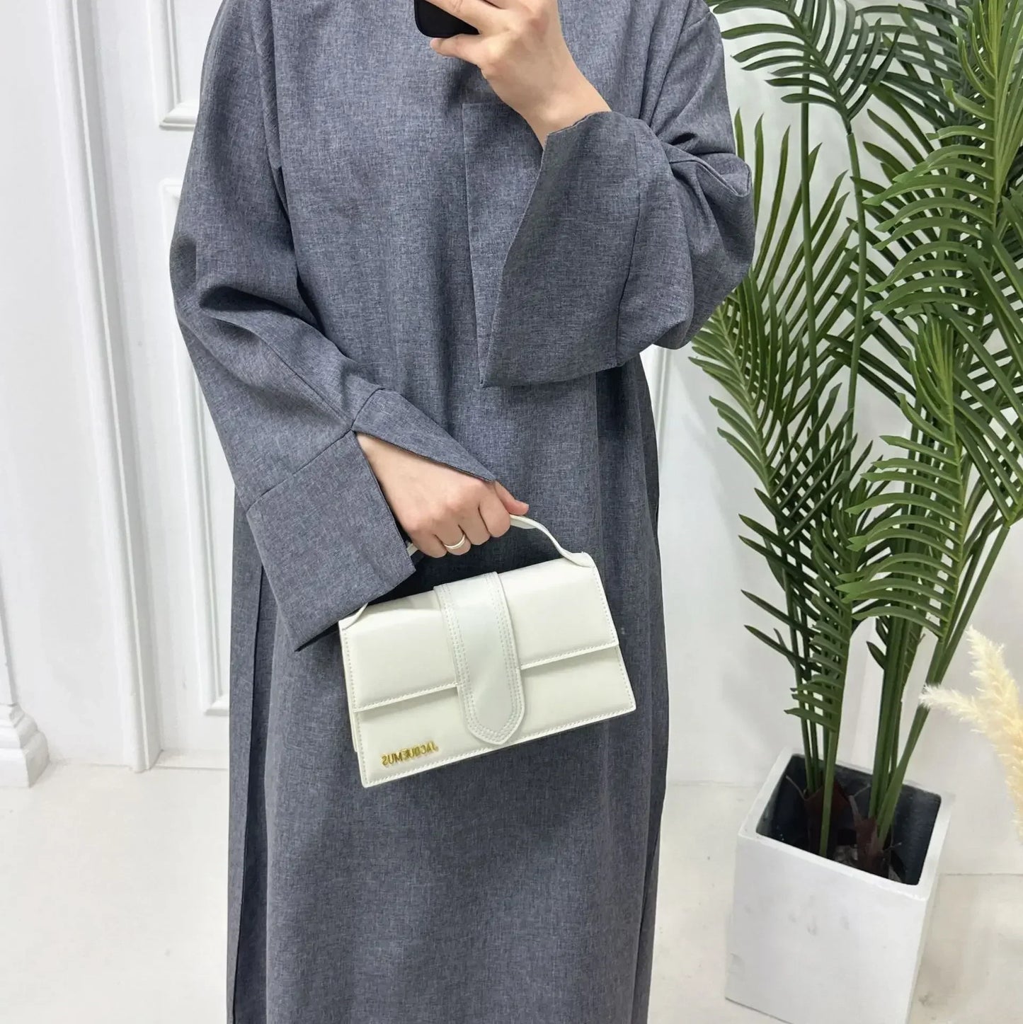 Plain Linen Closed Abaya Dubai Luxury Muslim Hijab Dress Turkey Casual African Dresses Abayas for Women Ramadan Eid Islam Kaftan.