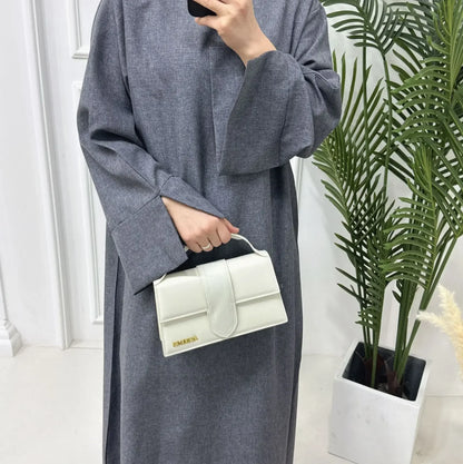 Plain Linen Closed Abaya Dubai Luxury Muslim Hijab Dress Turkey Casual African Dresses Abayas for Women Ramadan Eid Islam Kaftan.