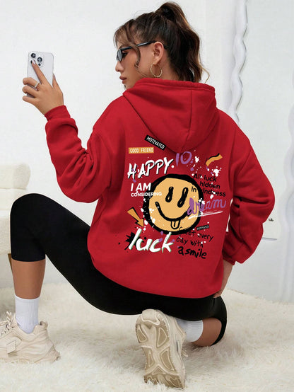 Interesting Graffiti Printing Women Hoodie Fashion Street Hoody Casual Versatile Sweatshirt Autumn Fleece S-Xxl Female Clothing