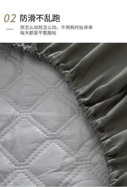 New Quilted Waterproof Mattress Cover Solid Color Waterproof Antibacterial Breathable Elastic Band Fixed Mattress Cover.