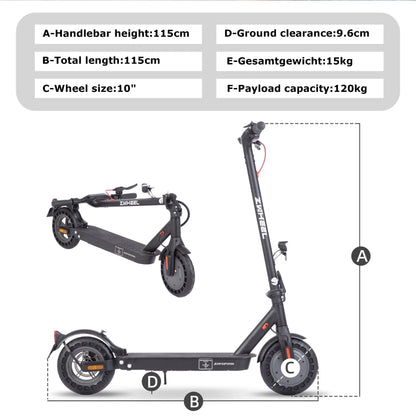 10 inch Electric Scooter 36V 10Ah 500W Escooter Adult  20-35km Range, Dual Brake, Support APP Foldable Scooter ABE 20km/h.