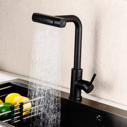 Black/Gray/Silver Pull-Out Kitchen Faucet Three Water Stream Sprayer Stainless Steel Hot and Cold Water Mixing Faucet Countertop