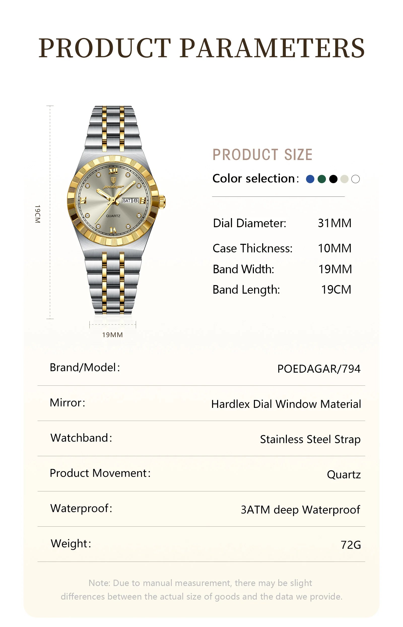 POEDAGAR Luxury Original Ladies Watch Luminous Waterproof Week Date Woman Wristwatch Stainless Steel Women Quartz Watches Female.