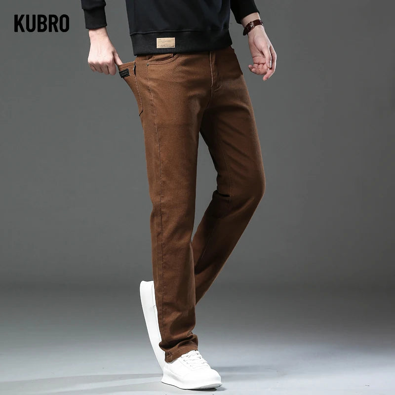 Fashion Loose Straight Business Casual Stretch Denim Pants Male Brand Trousers 3 Colors Plus Size Mens Clothing Slim Jeans 28-44.
