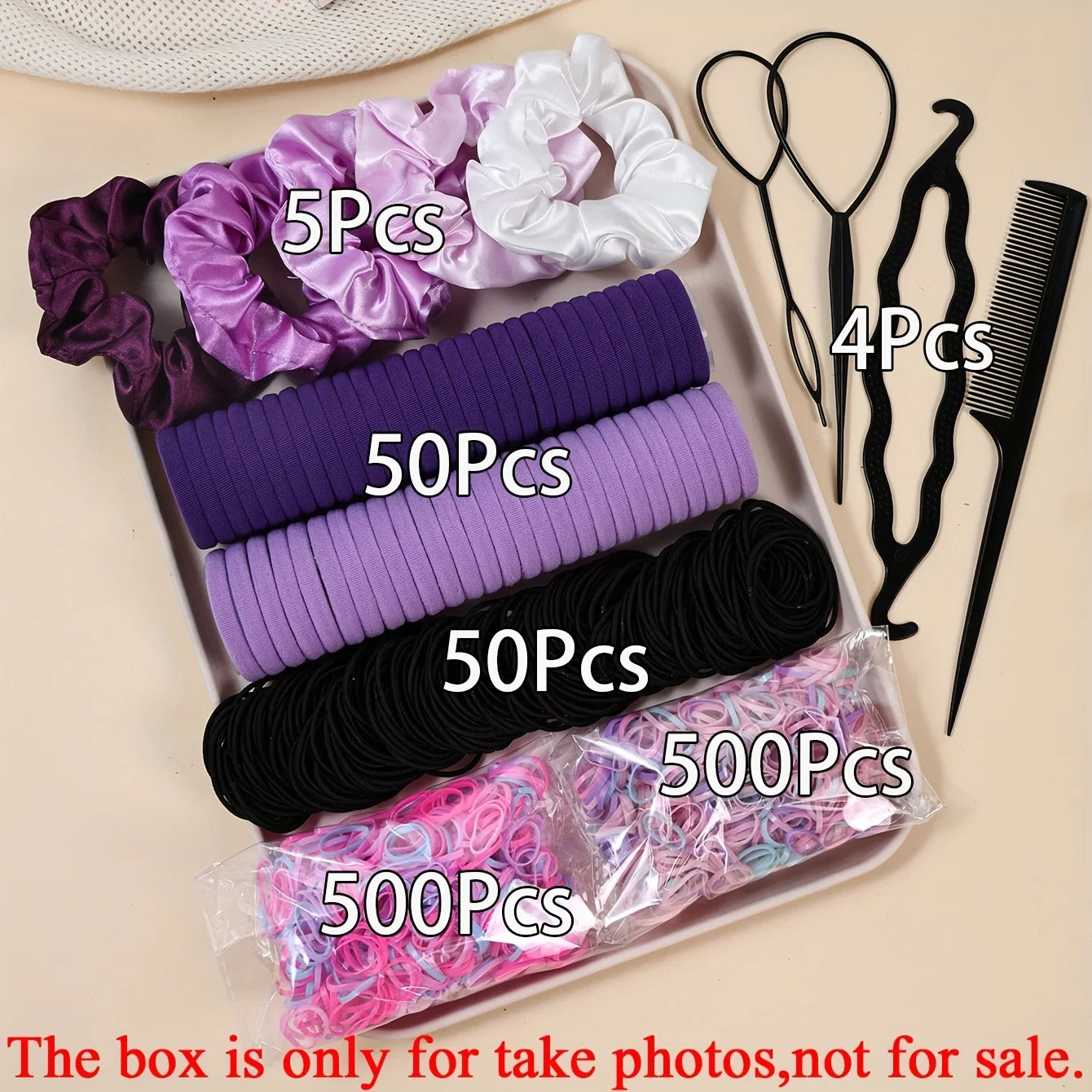 1109pcs Women Dark Hair Accessories Set Elastic Seamless Ponytail Scrunchies Small Rubber Bands Fashion Hair Ties Headbands.