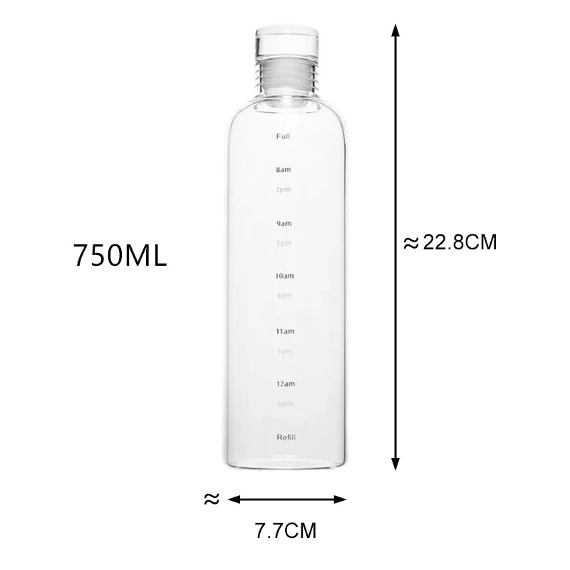 Transparent Plastic Water Bottle with Time Scale Large Capacity Leakproof Drink Bottle Drop-resistant Drink Cup For Sport Travel.