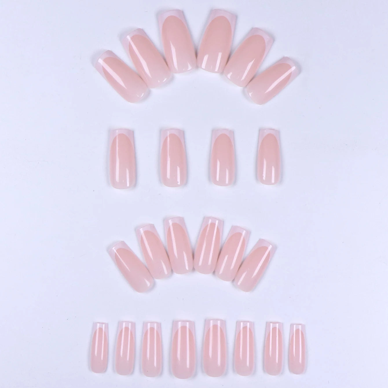 24pcs/set short square fake nails for women cute bride heart white french tips faux ongles y2k press on false nail supplies.
