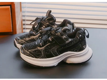 Kids Casual Running Shoes with Rhinestones Boys Girls Sports Shoes Mesh Breathable 2024 New Children Sneakers Fashion Trendy.