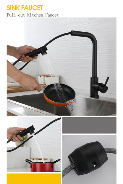 7 Word Touch on Kitchen Sink Faucets Stainless Steel Hot Cold Pull Out Kitchen Mixer Tap Brushed Nickel Touch Kitchen Faucet