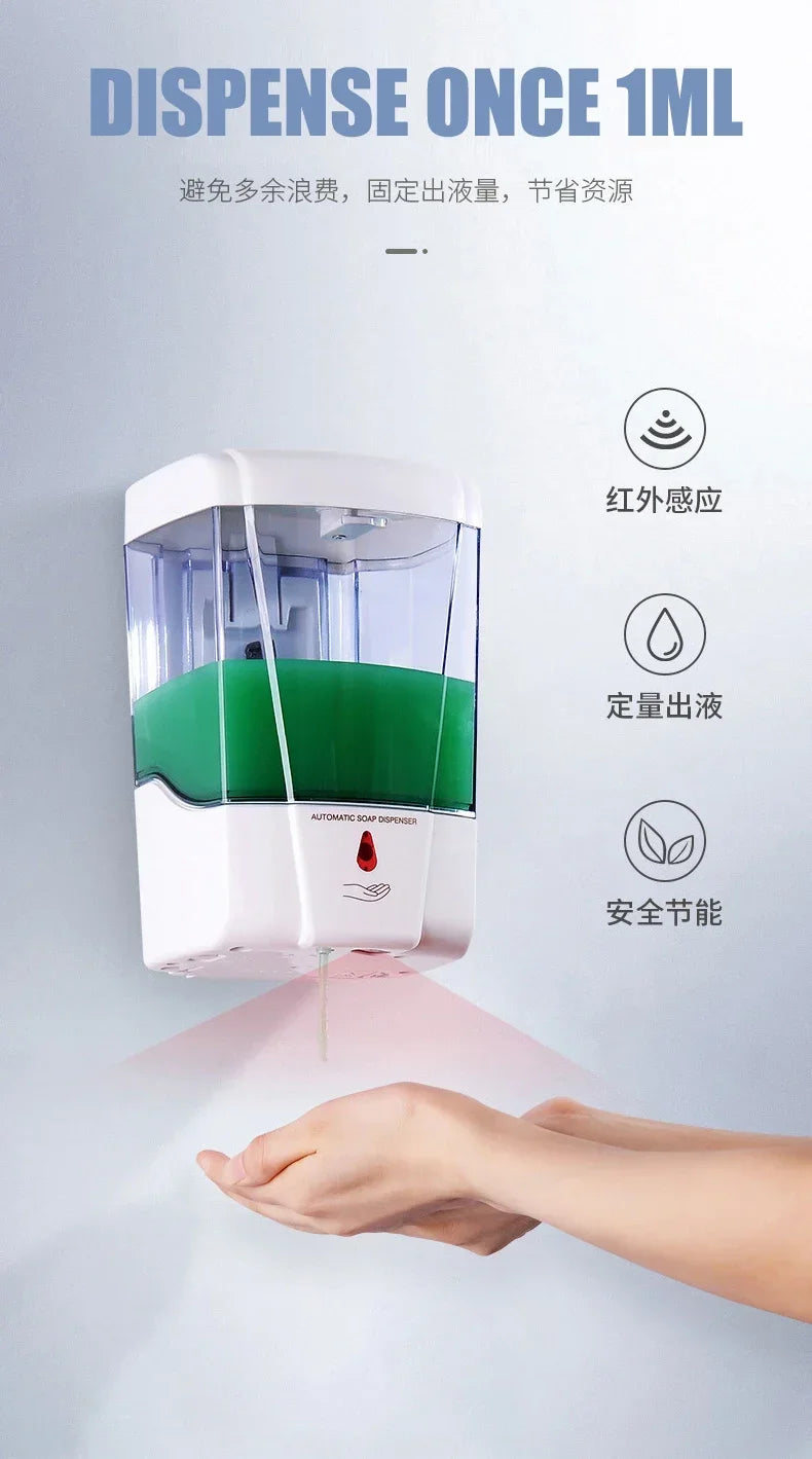 Automatischer berührungsloser Seifenspender 700 ml, wandmontierter, batteriebetriebener Sensor-Handwascher mit großem Fassungsvermögen für Badezimmer und Küche