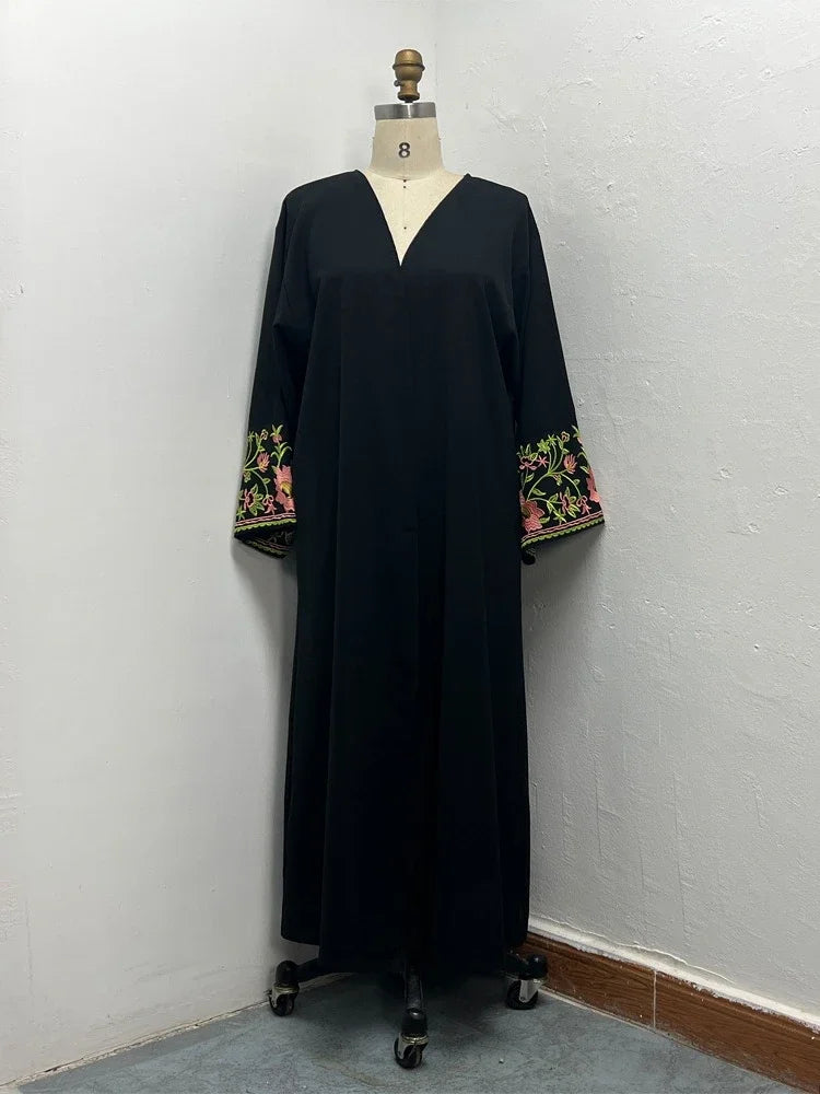 Eid Frauen Muslimischen Abaya Kleid Stickerei Strickjacke Kaftan Party Jalabiya Ramadan Lange Abayas Vestidos Largos Arabischen Lange Robe.