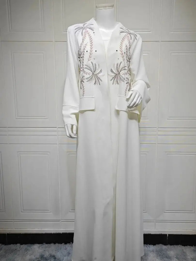 Ramadan Eid Kebaya White Muslim Modest Kimono Women Clothing Abaya Damen Dubai Luxury Islam Kaftan Robe Longue Femme Musulman.