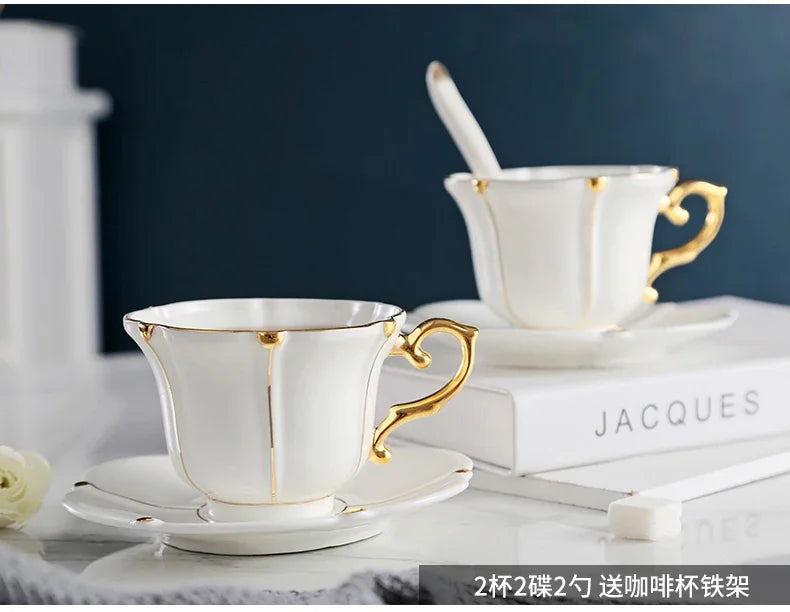 Gold Pearl Bone China Coffee Set British Porcelain Tea Luxury Ceramic Pot Creamer Sugar Bowl Teatime Teapot Cup Mug.