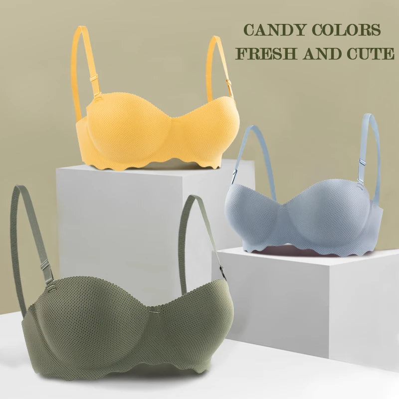 Sexy Push Up Bra for Women Sweet Wireless Brassiere Breathable Seamless Underwear 1/2 Cup Gather Female Lingerie Bralette.