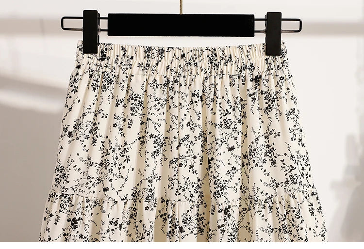 2025 Vintage Draped Elegant Chinese Style Women's Half-length Skirts Autumn Floral Pleated A- Line Skirt With Lining.