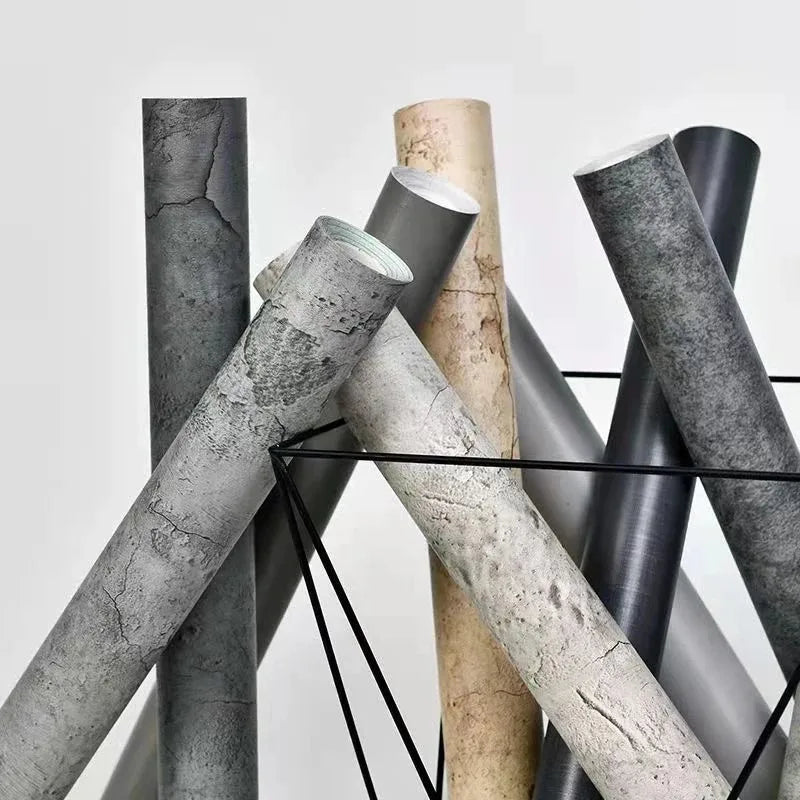 40cm PVC Dark Gray Waterproof Industrial Style Self-adhesive Wallpaper Library Living Room Bedroom Wall Renovation Vinyl Sticker