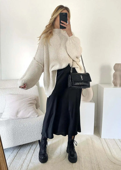 Neue Herbst/Winter frauen Pullover Einfarbig Halb-rollkragen Casual Pendler Stil Stricken Pullover Lose Pullover einfach Alle-spiel