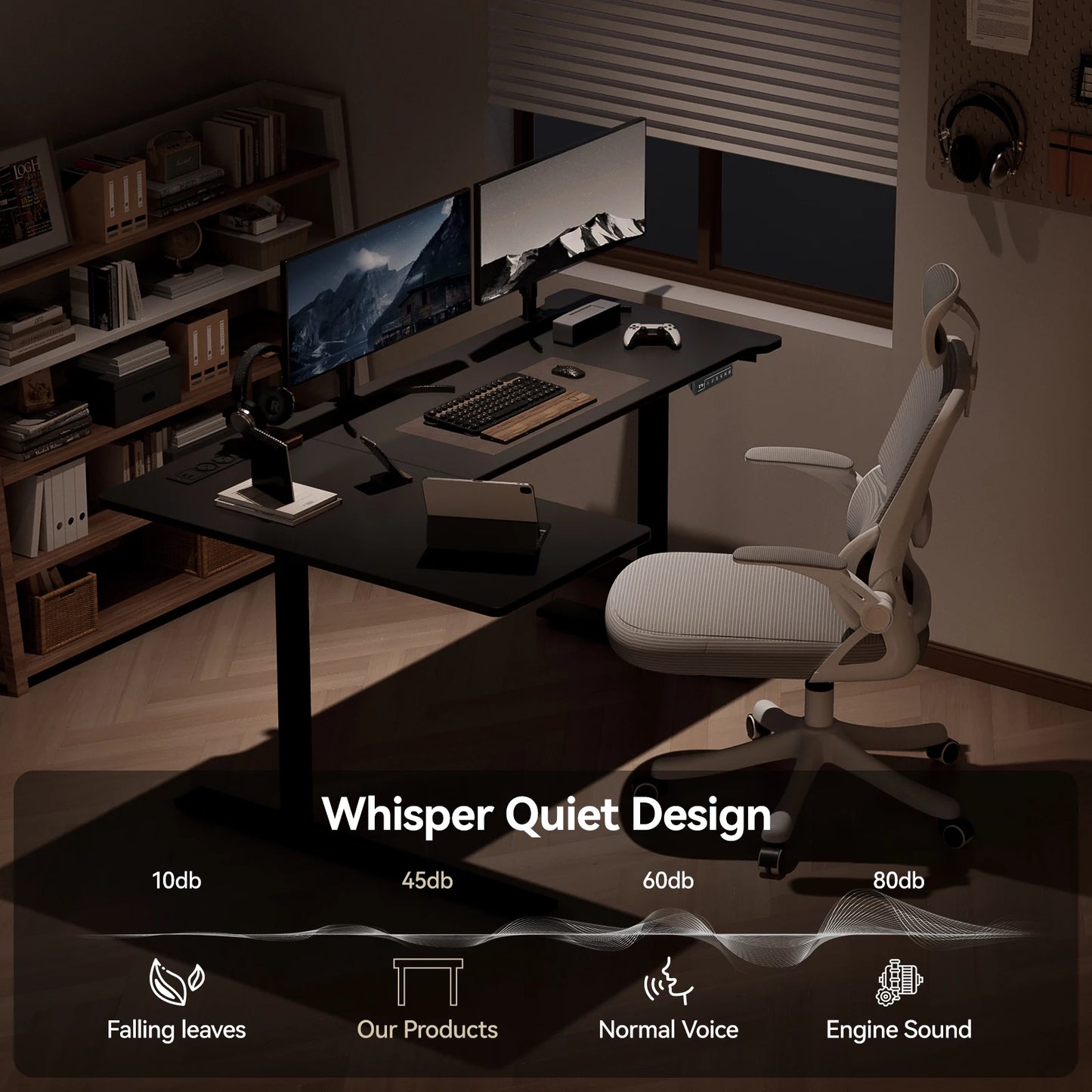 Elektrisch höhenverstellbarer L-förmiger Schreibtisch Ergonomischer Computertisch mit USB und Steckdose für Büro und Zuhause